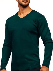 Homme Pull uni col V Vert Bolf S8725