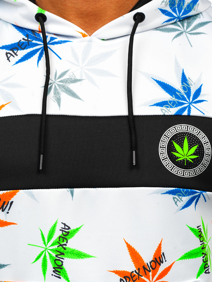 Sweat-shirt imprimé à capuche pour homme blanc Bolf HM517