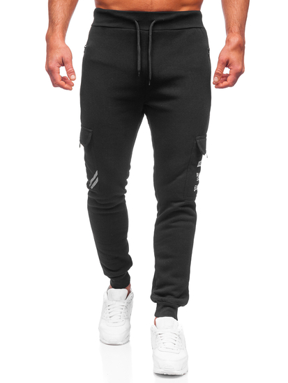 Pantalon jogger cargo rembourré pour homme noir Bolf HW2207