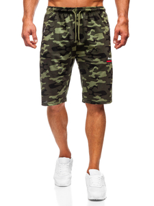 Le pantalon court de sport camo pour homme kaki Bolf HW2638