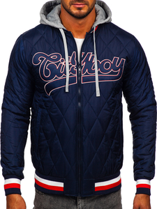 Homme Blouson bomber de transition matelassé Bleu foncé Bolf HSS058