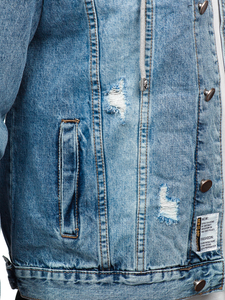 Blouson en jean à capuche pour homme bleu clair Bolf MJ505BC