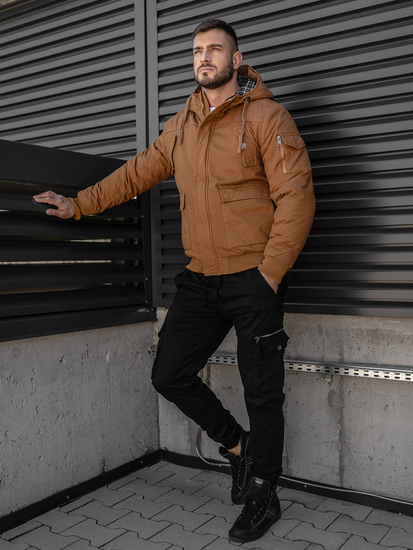 Blouson d'hiver en coton épais pour homme camel Bolf 1890A