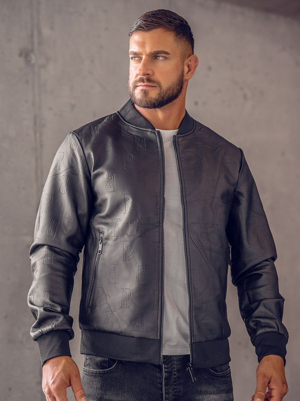 Blouson bomber en jean pour homme noir Bolf 3A66B