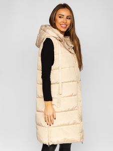 Gilet long matelassé oversize pour femme beige Bolf 81276