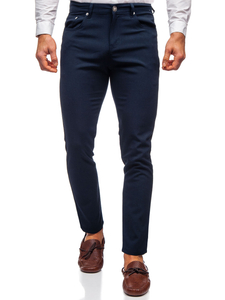 Pantalon en tissu chino pour homme bleu foncé Bolf 0004