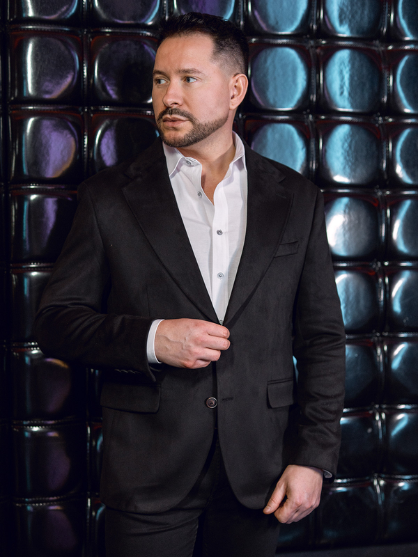 Veste de costume homme en velours noire Bolf 24410