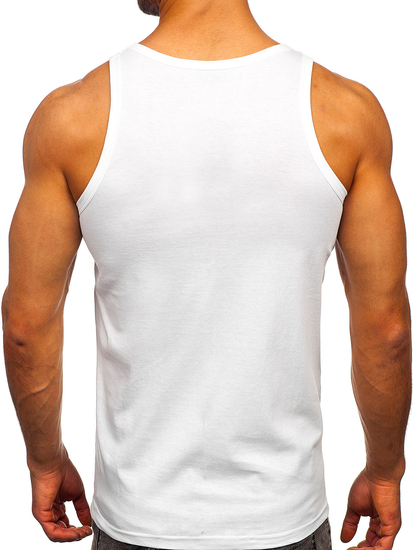 Tank top de boxeur blanc avec imprimé Bolf 14855