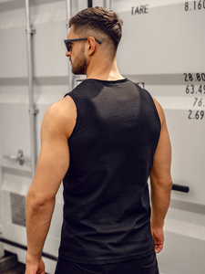 Débardeur noir en coton imprimé pour homme Bolf 1205