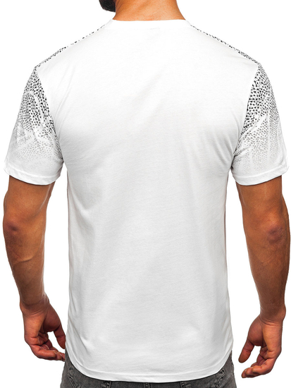 Tee-shirt en coton imprimé pour homme blanc Bolf 14710