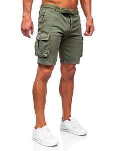 Homme Pantalon court cargo avec ceinture Khaki Bolf 010