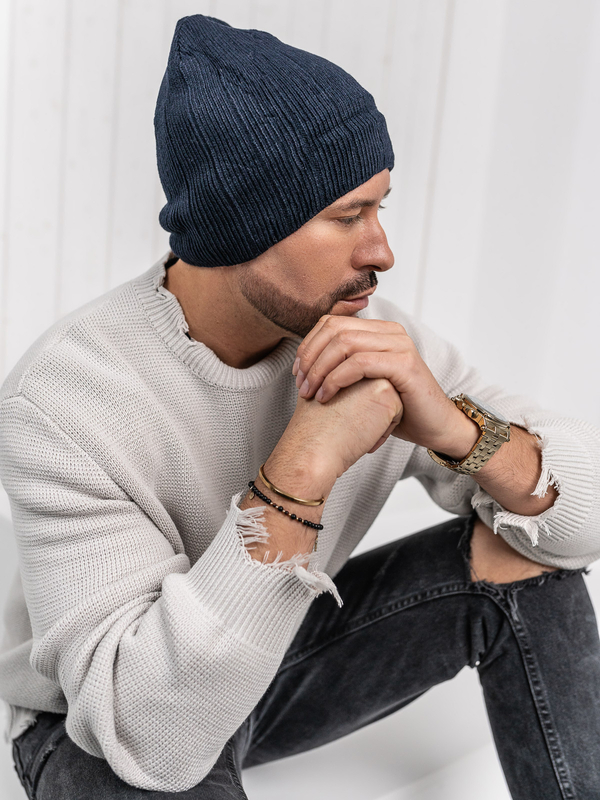 Homme Bonnet d'hiver Bleu foncé Bolf 387054