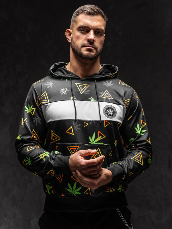 Homme Sweat-shirt à capuche imprimé Noir Bolf HM631A1