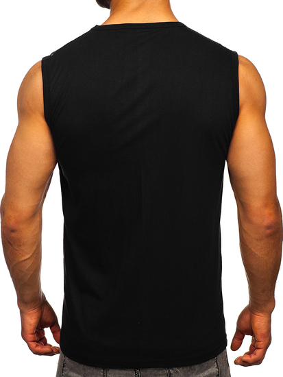 Tee-shirt tank top noir avec imprimé Bolf 14813