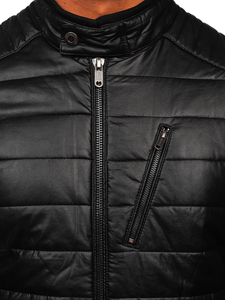 Blouson en cuir biker pour homme noir Bolf EX940