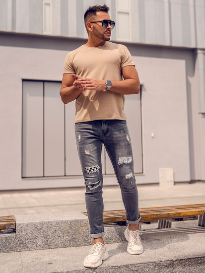 Tee-shirt beige sans imprimé pour homme Bolf 2005-91