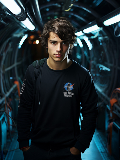 Sweat-shirt imprimé sans capuche pour homme noir Bolf 6475