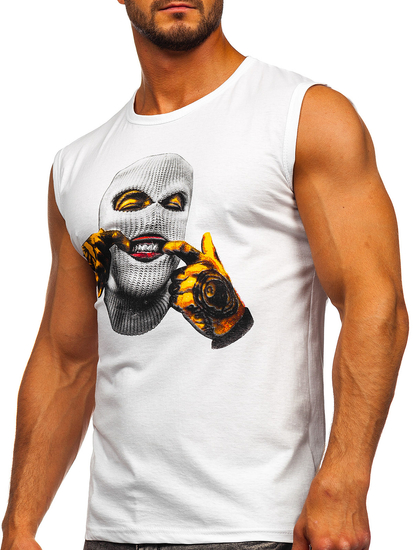 Tank top blanc avec imprimé Bolf 14811