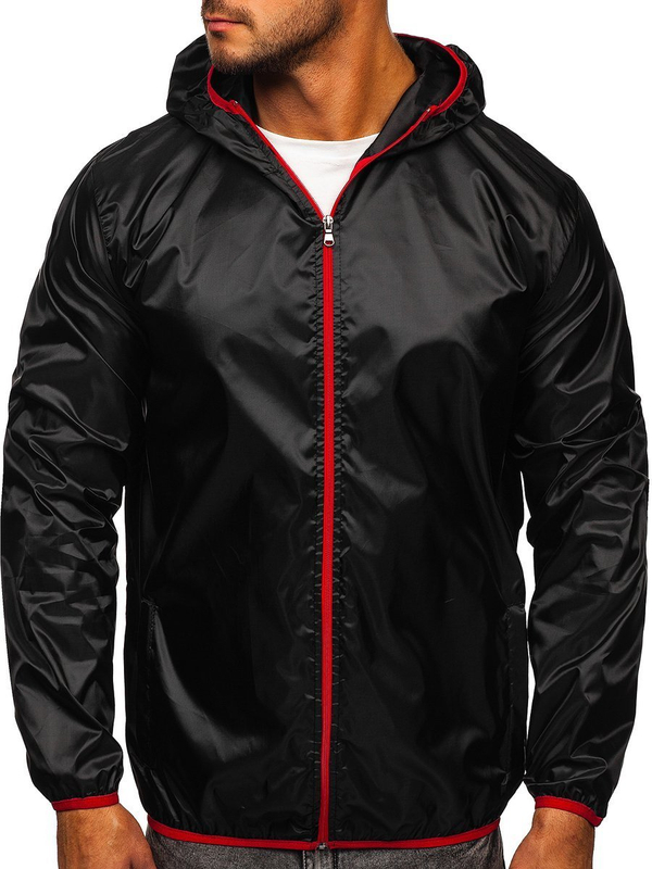 Blouson coupe-vent pour homme de transition z noir à capuche BOLF 5060