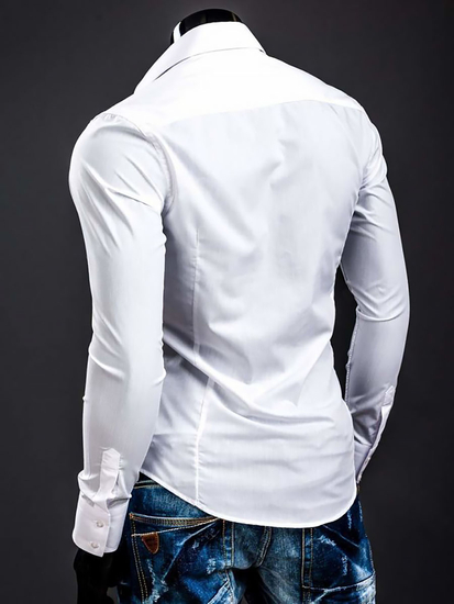 Chemise élégante blanche à manches longues pour homme Bolf 1703A
