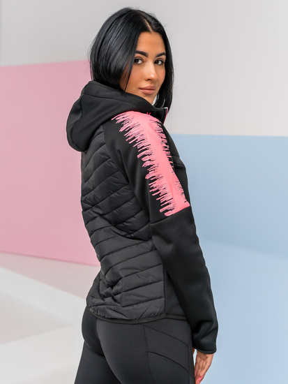 Veste sweat à capuche mi-saison femme noir Bolf KSW4007