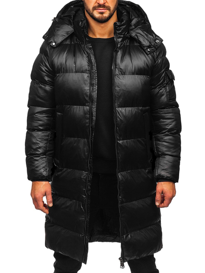 Homme Blouson d'hiver matelassée longue Noir Bolf 9971