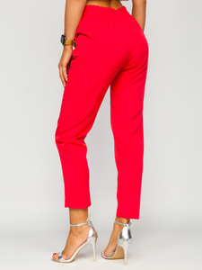 Pantalon en tissu avec boutons décoratifs pour femme corail Bolf 8155