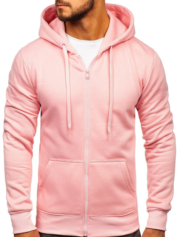 Sweat-shirt pour homme à capuche rose clair Bolf 2008