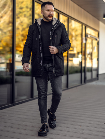 Parka d'hiver en coton pour homme noire Bolf EX838A