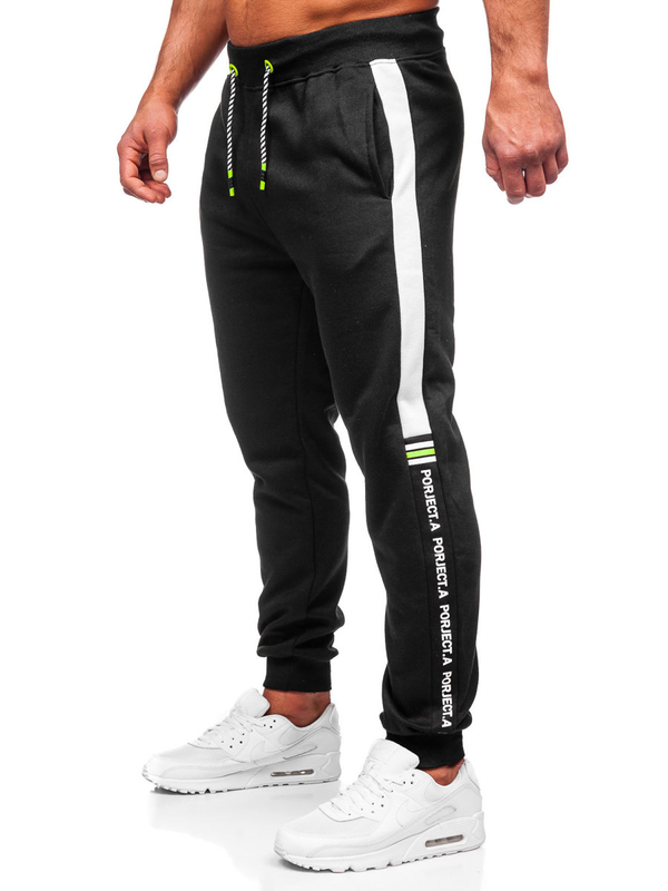 Pantalon de survêtement imprimé pour homme noir-vert Bolf AM125