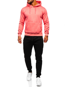 Survêtement avec sweat-shirt à capuche kangourou pour homme rose Bolf D002-53