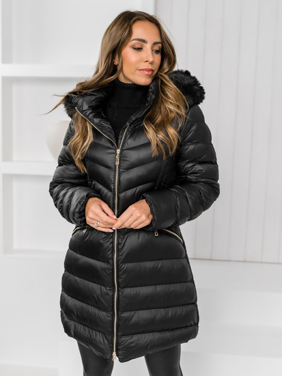 Manteau long matelassé d'hiver à capuche pour femme noir Bolf 5M3162A2