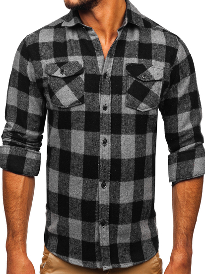 Chemise en flanelle à manche longue pour homme graphite Bolf 20723