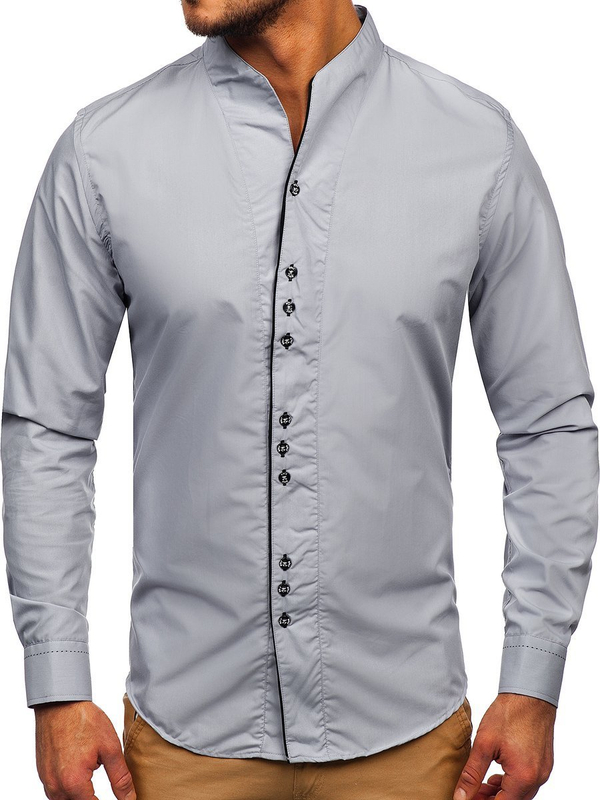 La chemise avec les manches longues pour homme grise Bolf 5720