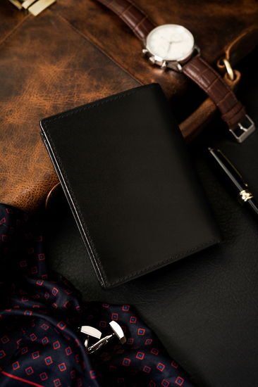 Homme Portefeuille en cuir Noir 25912