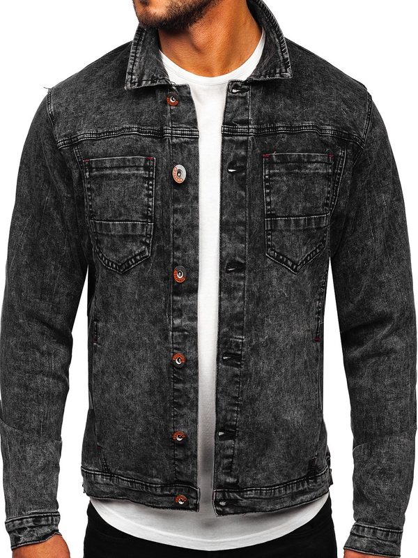 Blouson en jean pour homme noir Bolf RC61125W1