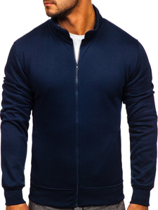 Sweat-shirt à col montant avec fermeture pour homme bleu foncé Bolf B2002