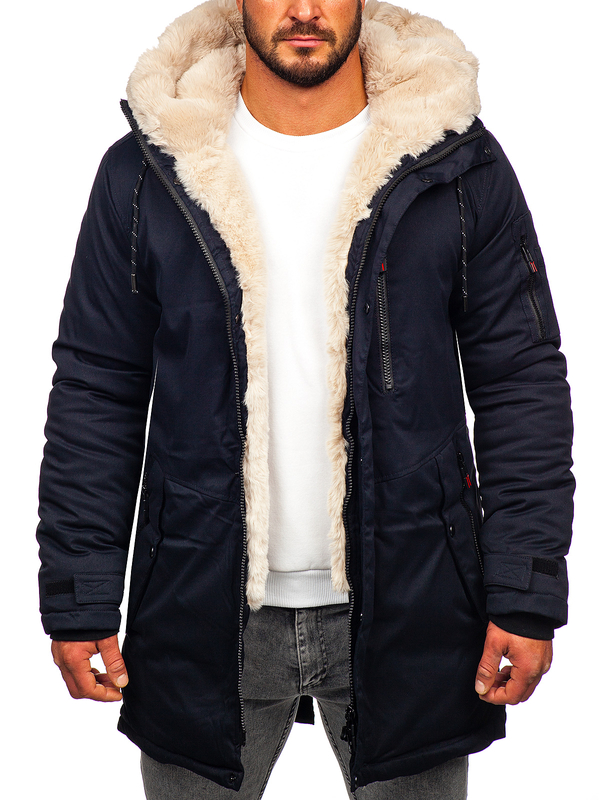 Parka d'hiver pour homme bleue foncée Bolf 22M39