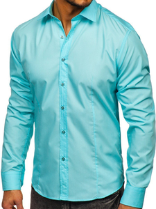 Chemise élégante vert clair à manches longues pour homme Bolf 1703