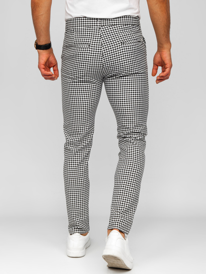 Homme Pantalon élégant à carreaux Noir Bolf 184143