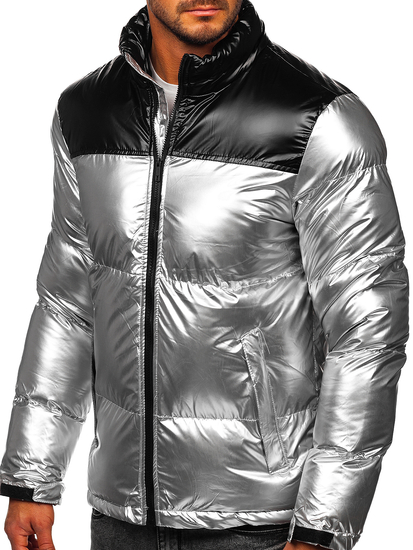 Blouson d'hiver matelassé pour homme argent Bolf 1188