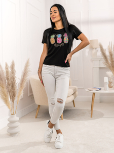 Femme T-shirt imprimé Noir Bolf 95T2522