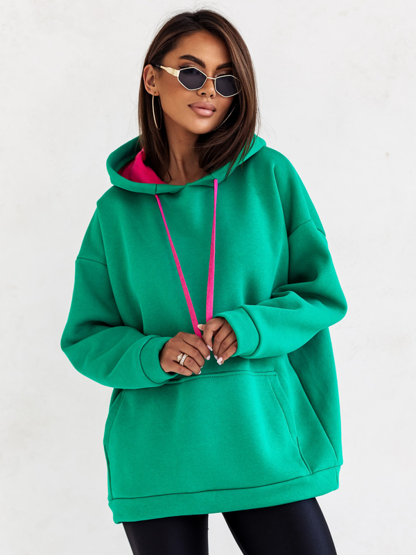 Sweat à capuche kangourou pour femme vert Bolf 82131