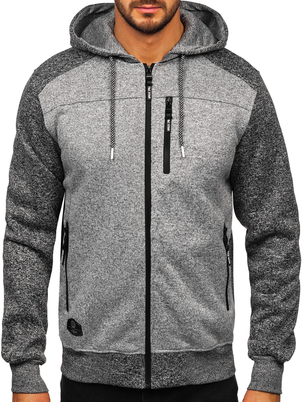 Homme Blouson de transition à capuche Gris Bolf TC1219