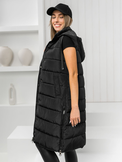 Femme Gilet matelassé long Noir Bolf MY6315
