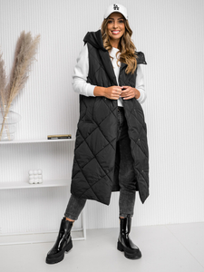 Femme Gilet matelassé long Noir Bolf 5M3165