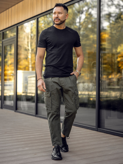 Homme Pantalon cargo Khaki Bolf 77323