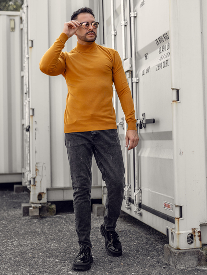 Pull à col roulé basic pour homme camel Bolf YY05