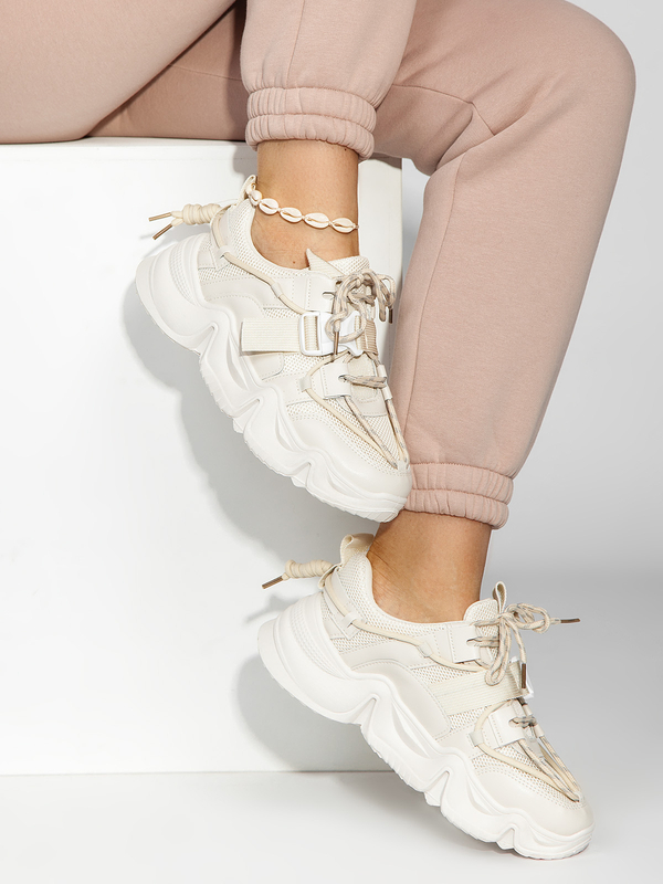 Sneakers pour femme beiges Bolf LL616