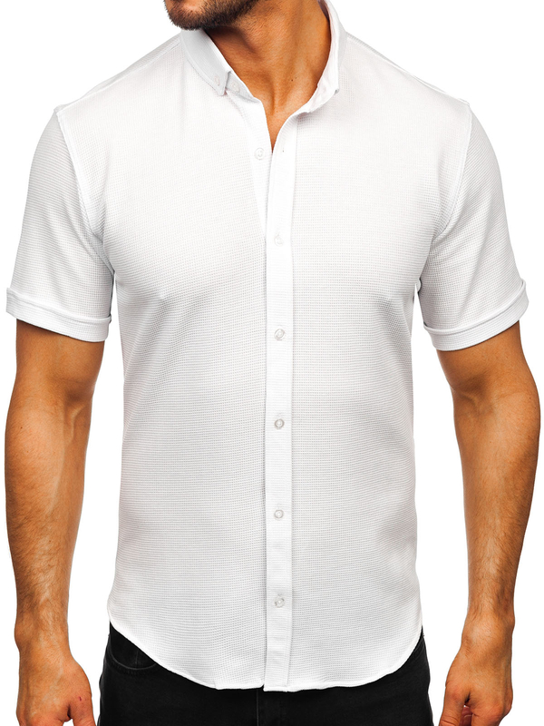 Homme Chemise en mousseline à manches courtes Blanc Bolf 2013